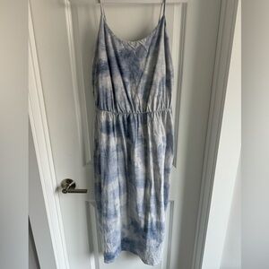 Old Navy Knit Waist Maxi Dress Womens Medium Blue Tie Dye Sleeveless